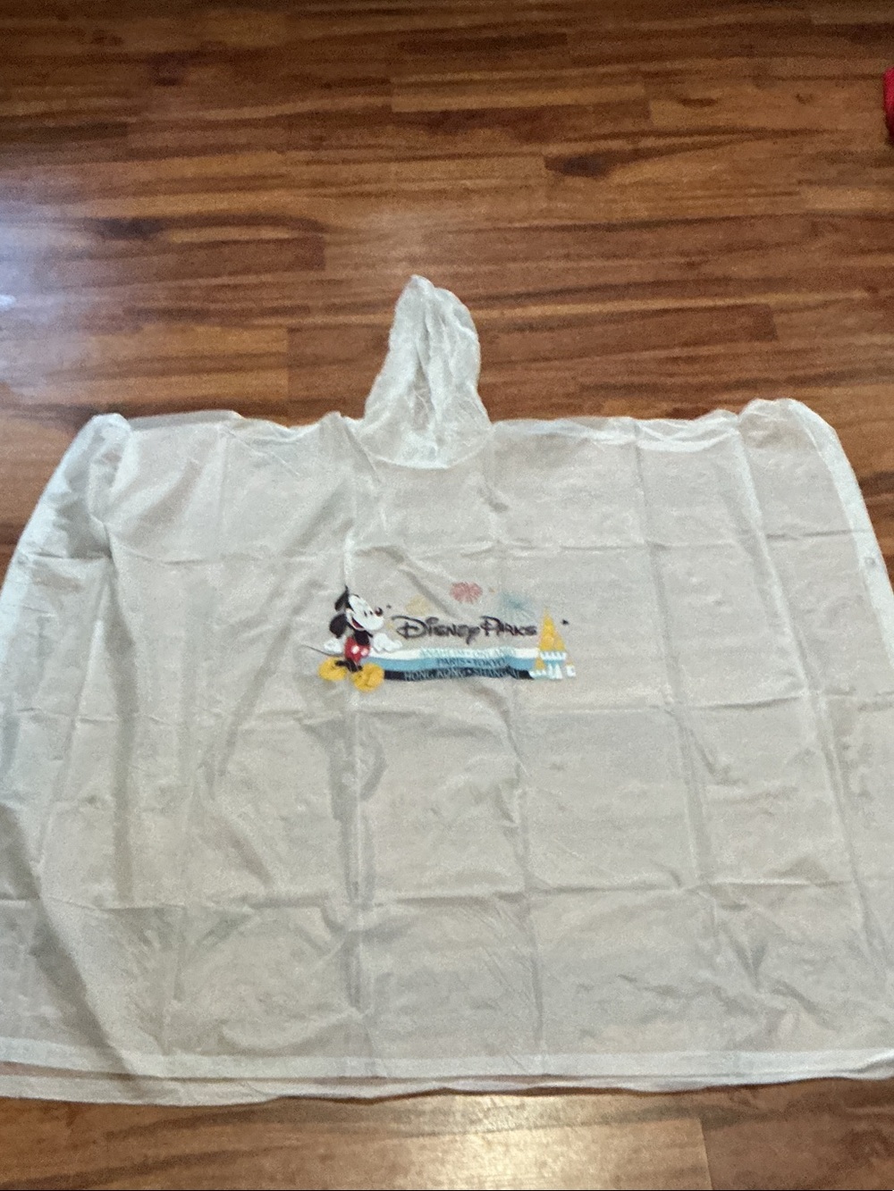 Disney White adults Hooded Rain Poncho with Mickey Graphic new